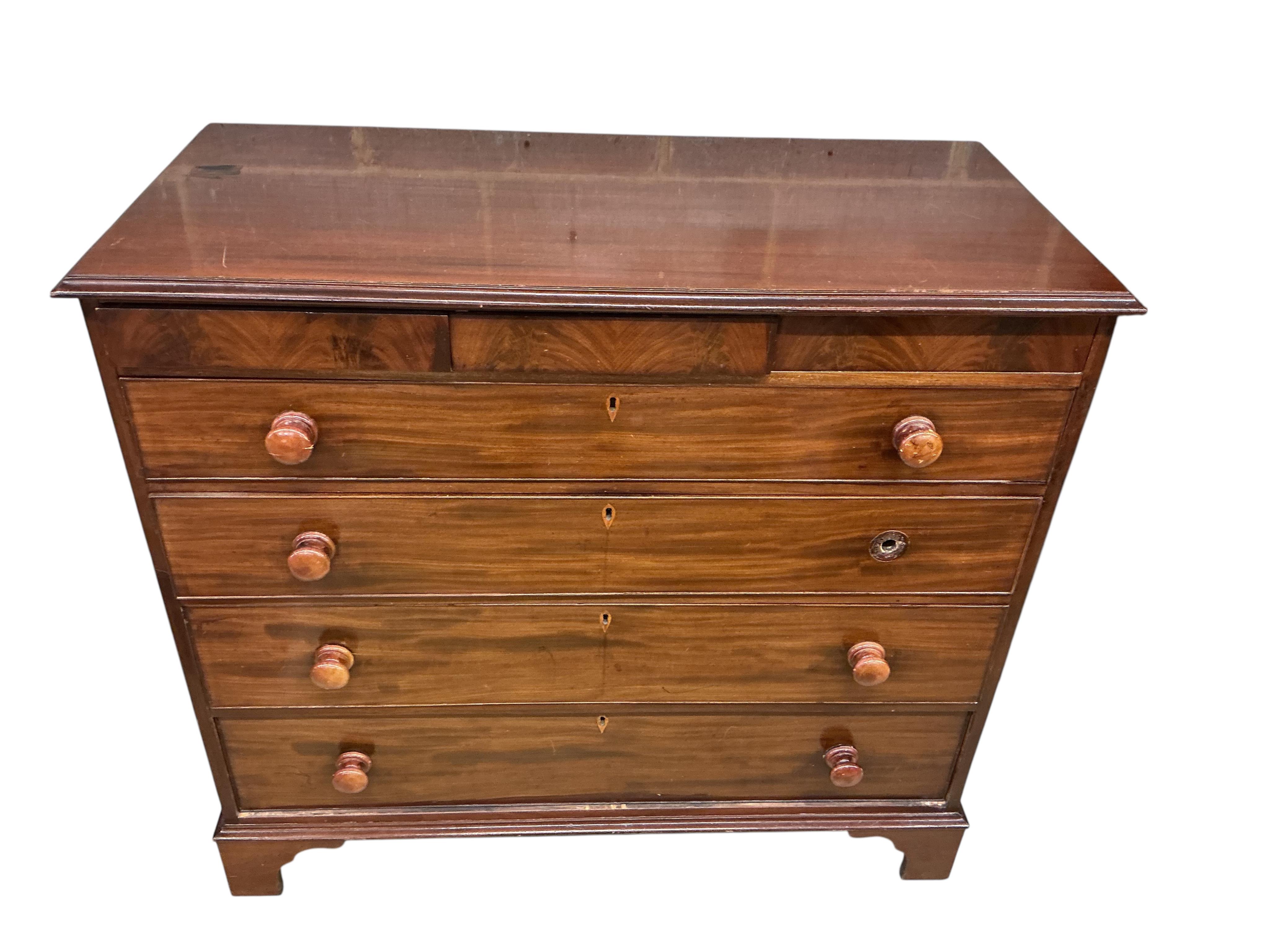 An early Victorian mahogany chest, width 117cm, depth 56cm, height 106cm